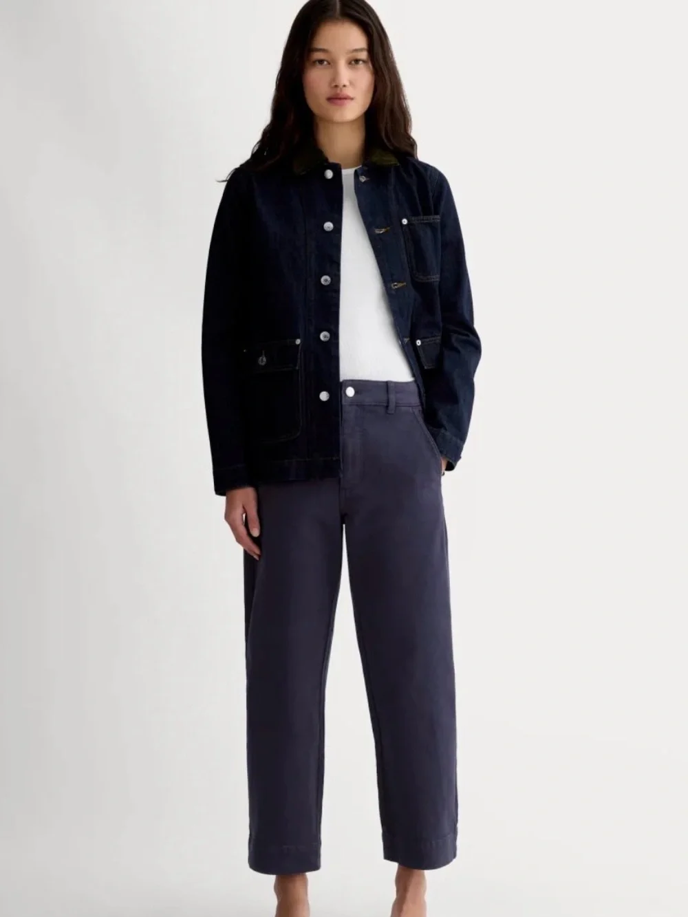 Everlane wide-leg cropped pants in Navy